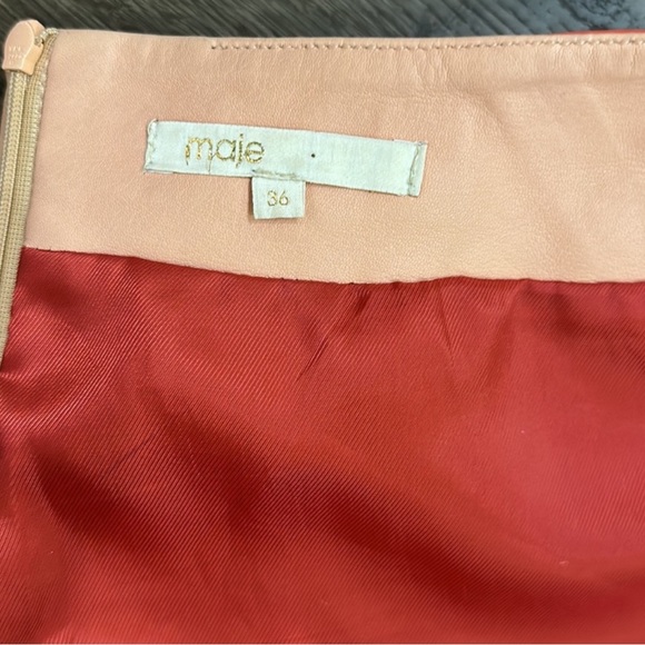 Maje Peach Orange and Magenta Lamb Leather Mini Skirt - Picture 16 of 16